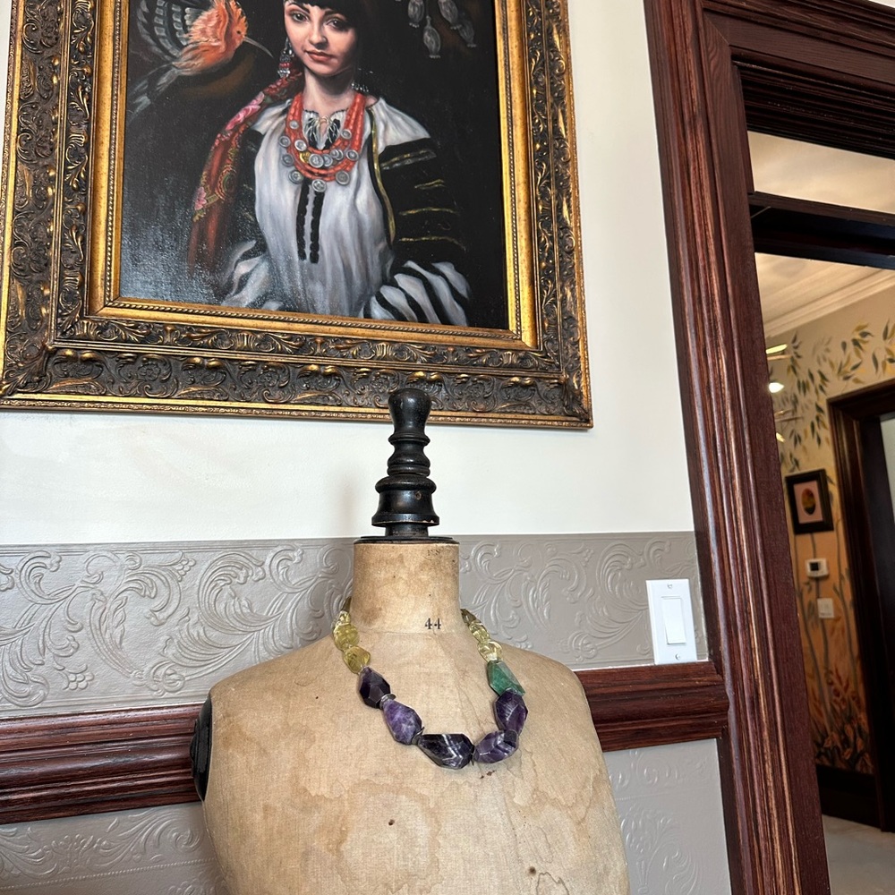 Lana Matskiv Artisan Amethyst Quartz Jade Necklace - Picture 5 of 5
